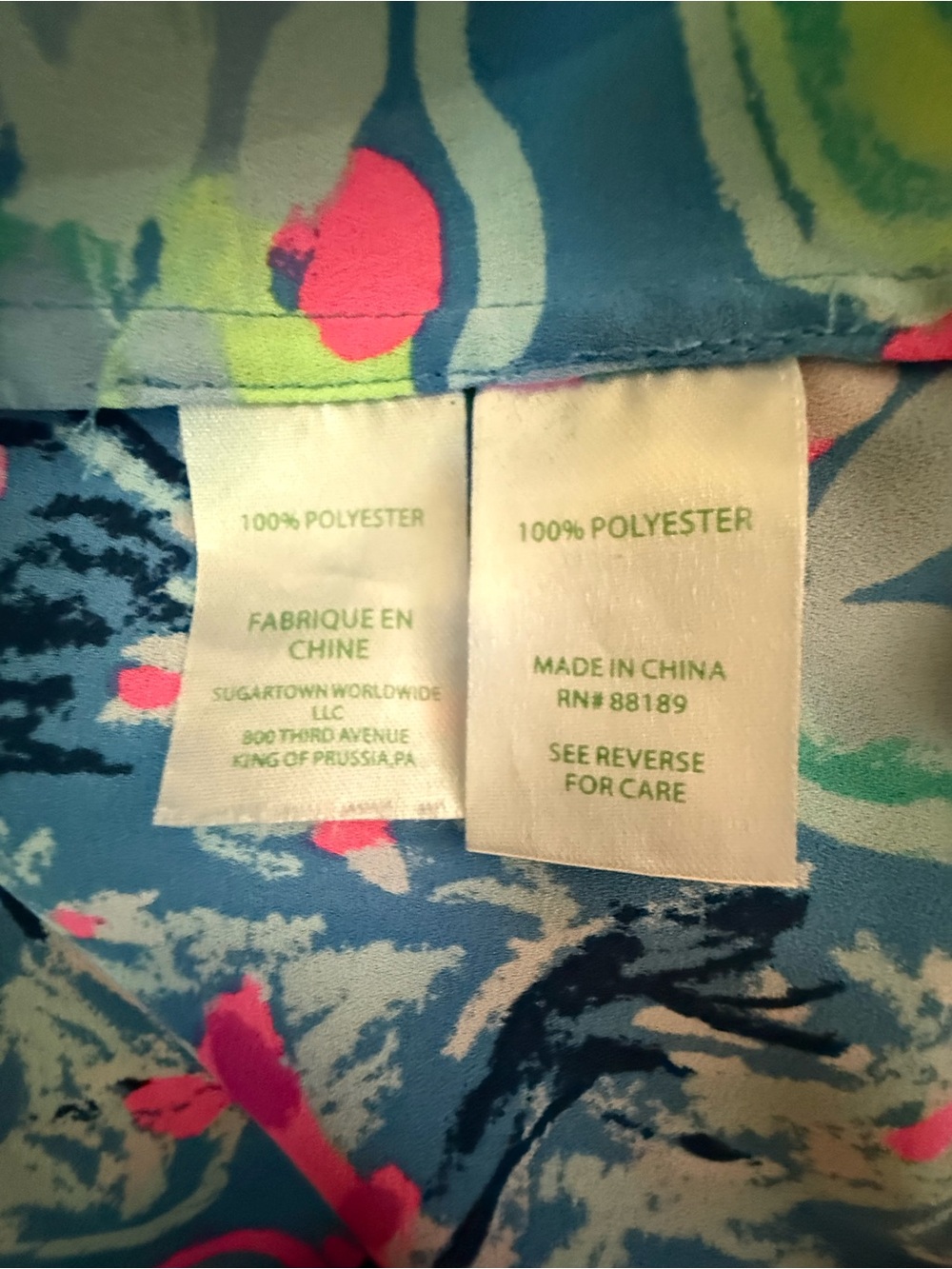 Lilly Pulitzer XL Blue Pink Tropical Peplum Blouse Ruffle Hem EUC - Picture 4 of 5